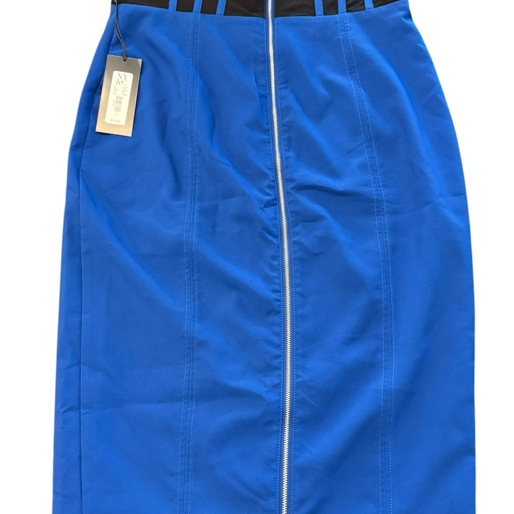 Gabrielle Union Royal Blue Zip Up Midi Pencil Skirt‎ High Rise NEW Sz 12 Stretch